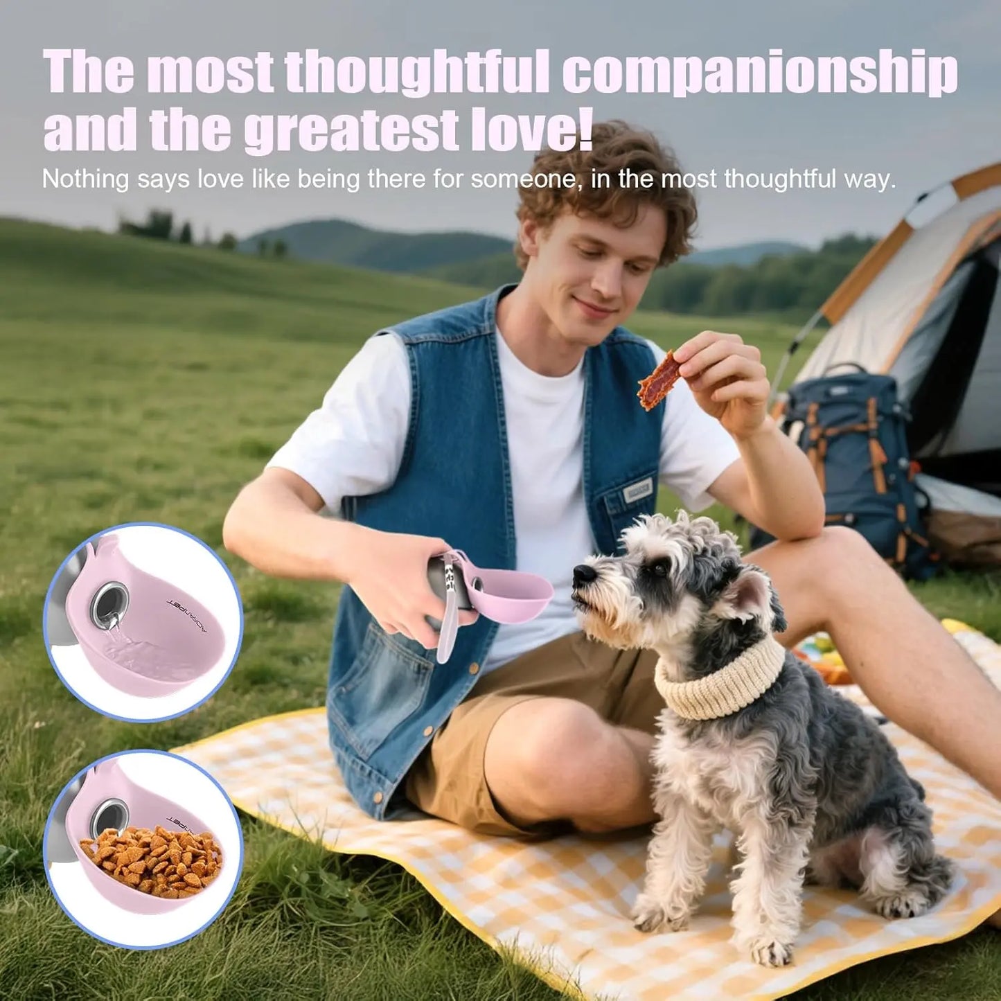 Ihubei Stylish Pet Water Bottle with Foldable Bowl - 304 Stainless Steel Hydration Sphere for Dogs & Cats - Perfect for Travel & Outdoor Adventures - 285ml
