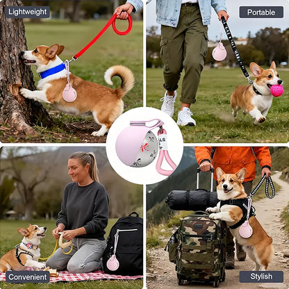 Ihubei Stylish Pet Water Bottle with Foldable Bowl - 304 Stainless Steel Hydration Sphere for Dogs & Cats - Perfect for Travel & Outdoor Adventures - 285ml