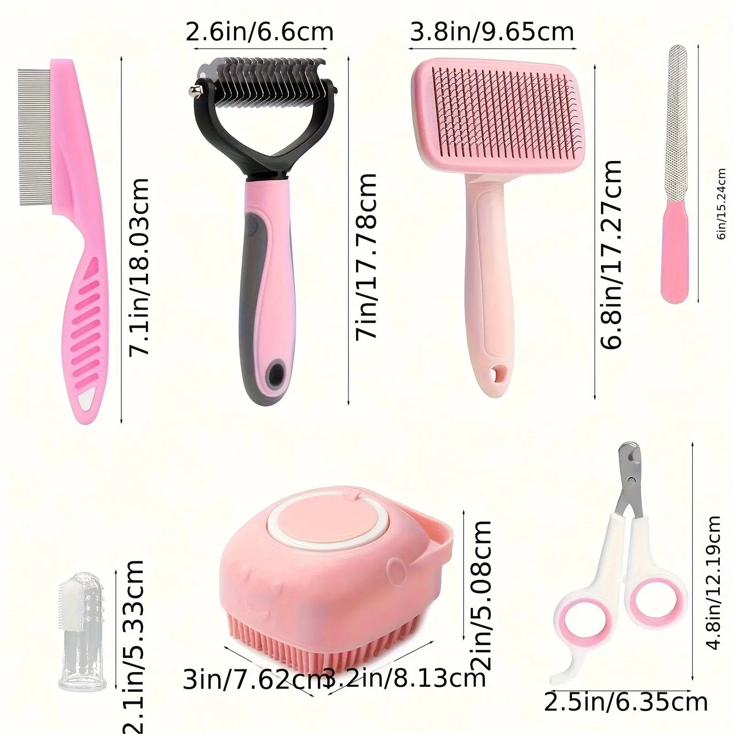 Ultimate 8-Piece Dog Grooming Kit - Self-Cleaning Tools, Nail Clippers, Flea Comb & More!
