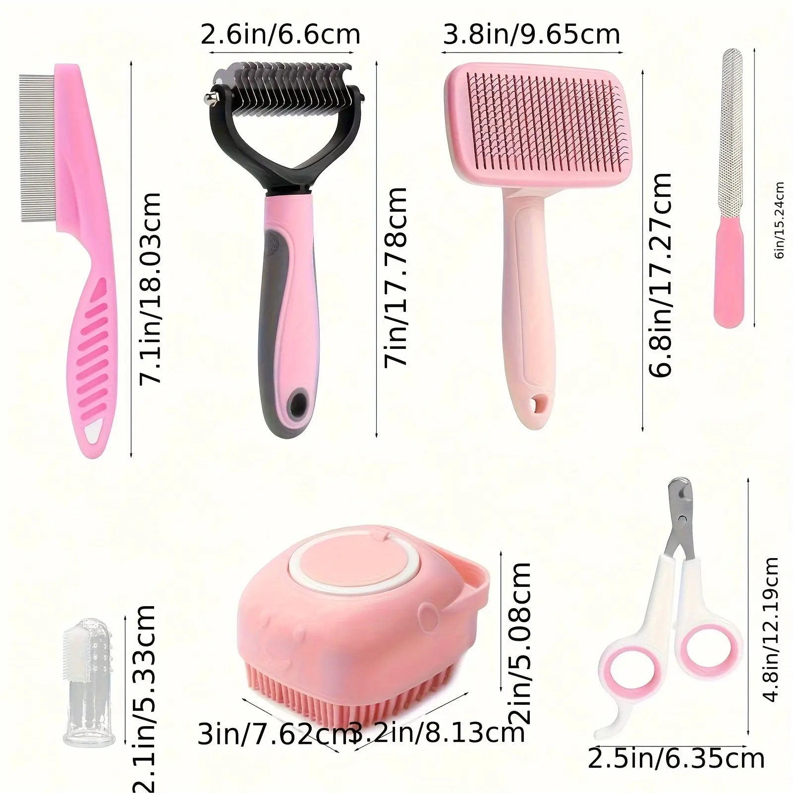 Ultimate 8-Piece Dog Grooming Kit - Self-Cleaning Tools, Nail Clippers, Flea Comb & More!