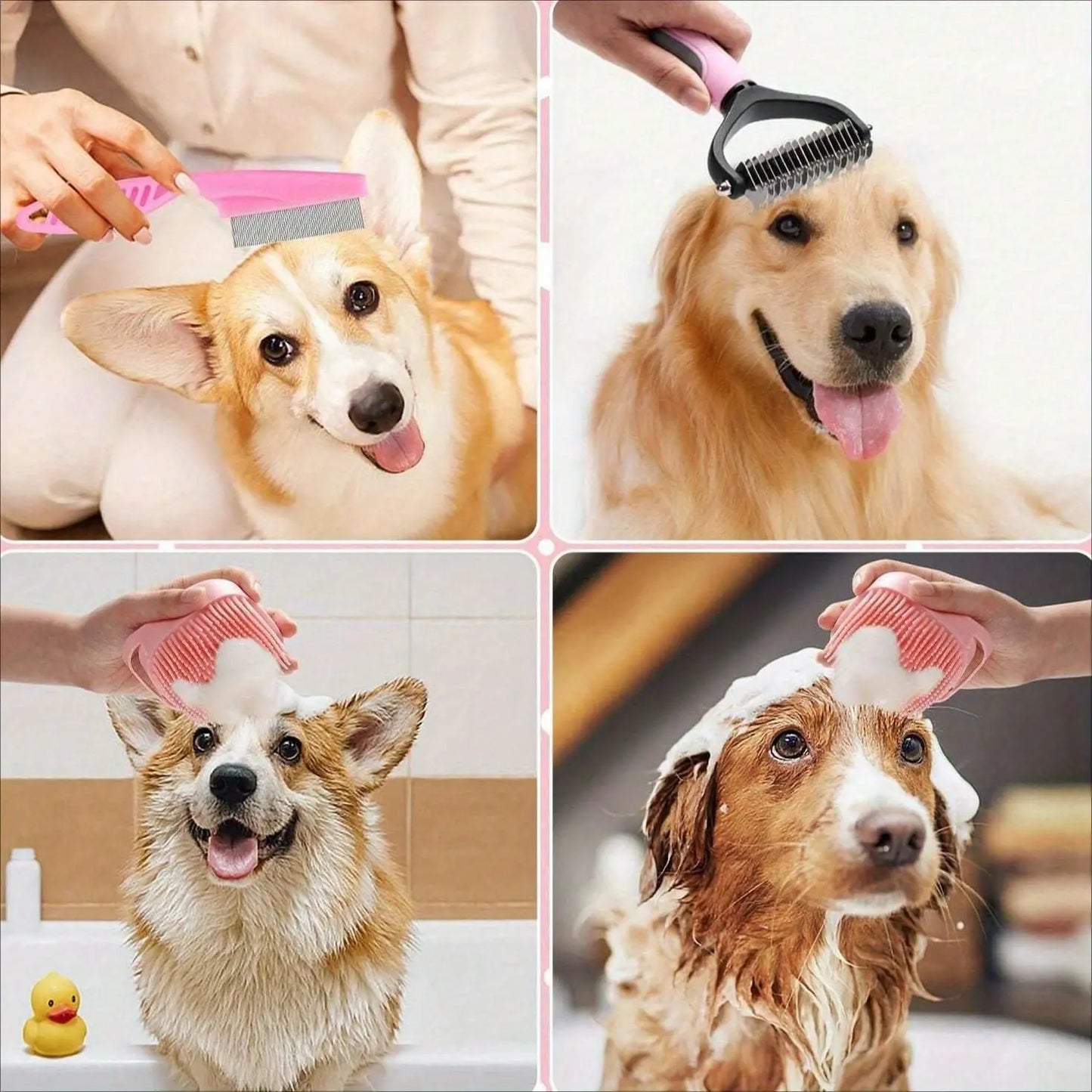 Ultimate 8-Piece Dog Grooming Kit - Self-Cleaning Tools, Nail Clippers, Flea Comb & More!