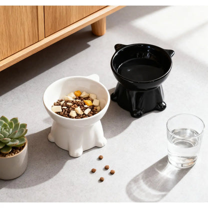 Elevated Anti-Vomit Pet Feeding Bowls Set - Protect Your Cat or Small Dog's Neck & Spine, Non-Slip Base, Durable Design