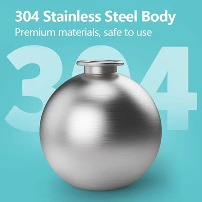 Ihubei Stylish Pet Water Bottle with Foldable Bowl - 304 Stainless Steel Hydration Sphere for Dogs & Cats - Perfect for Travel & Outdoor Adventures - 285ml