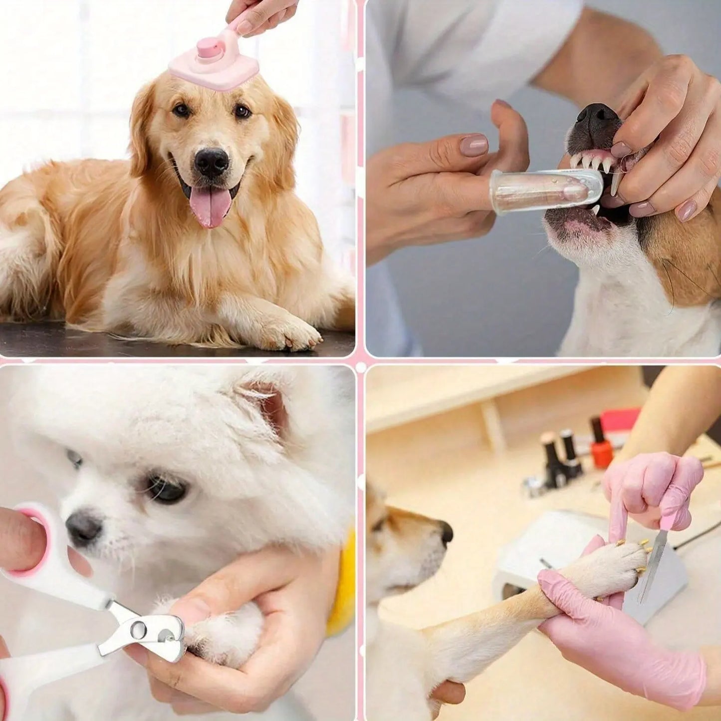 Ultimate 8-Piece Dog Grooming Kit - Self-Cleaning Tools, Nail Clippers, Flea Comb & More!