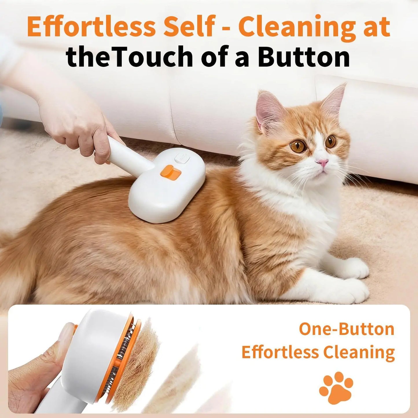 Furlyn Self-Cleaning Pet Hair Remover Brush with Spray Mist – Ultimate Grooming Tool for Dogs & Cats, One-Click Deshedding Comb, Viral TikTok Favorite for Shedding & Undercoat Removal