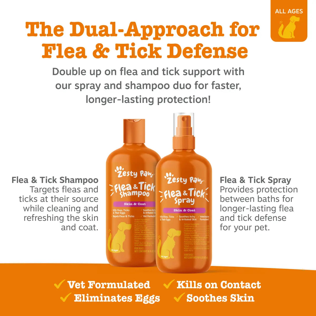 Fresh Start Pet Wash & Protect Bundle – 16 Oz Shampoo & 16 Oz Flea & Tick Spray for Happy, Healthy Pets