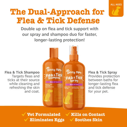 Fresh Start Pet Wash & Protect Bundle – 16 Oz Shampoo & 16 Oz Flea & Tick Spray for Happy, Healthy Pets